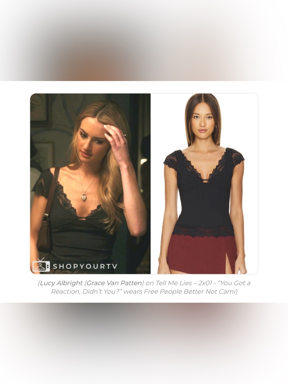 ASO Lucy Albright in Tell Me Lies Free People Better Not Cami Size Small